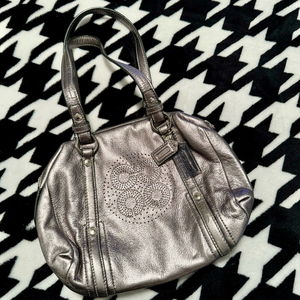 Coach Audrey Gunmetal Mini Leather Bag